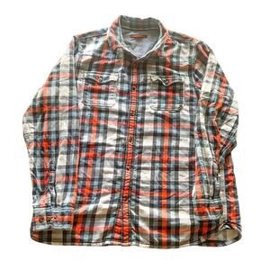 The North Face Men's Long Sleeve 100% Cotton Blue Orange Plaid Shirt XL